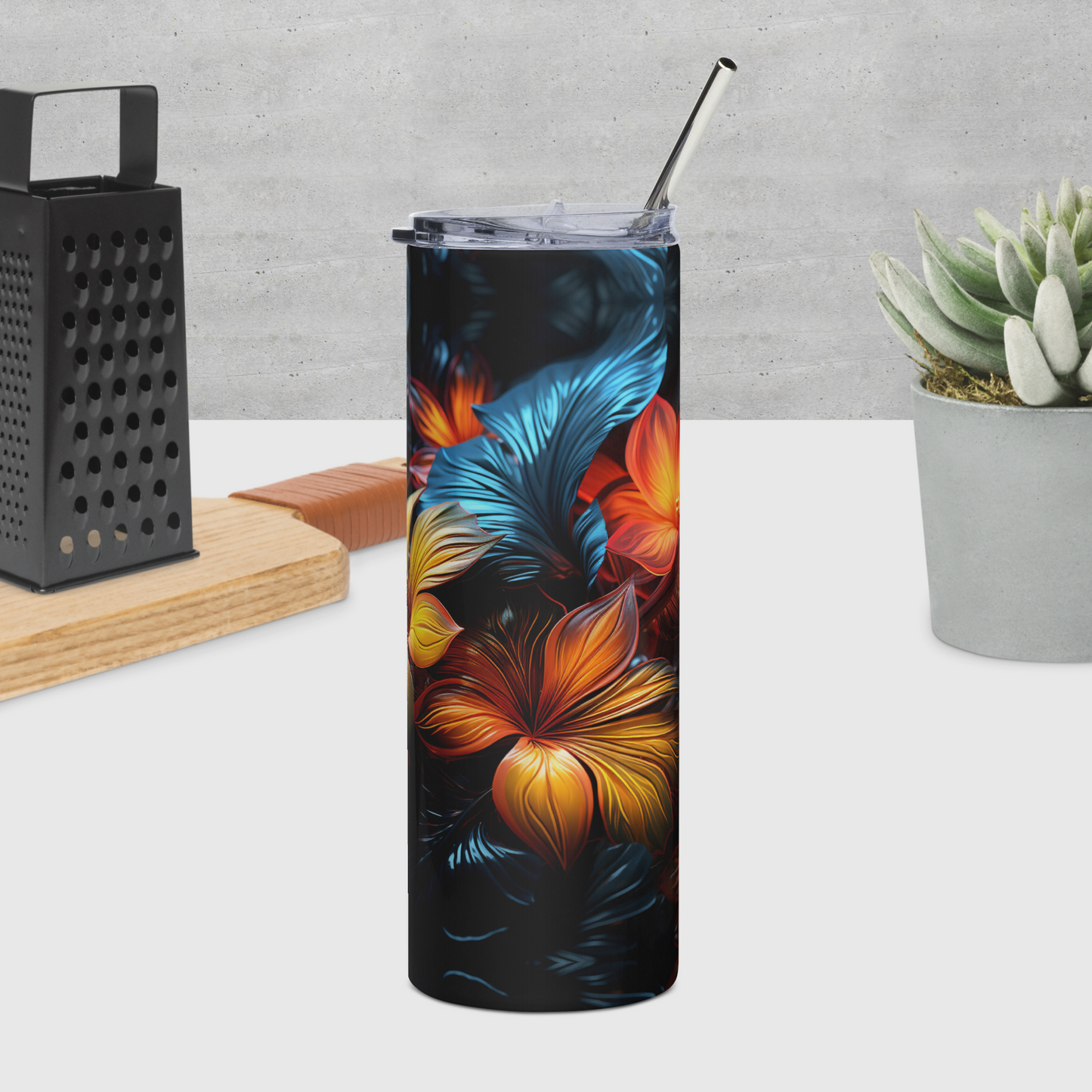 Neon Bloom Stainless steel tumbler