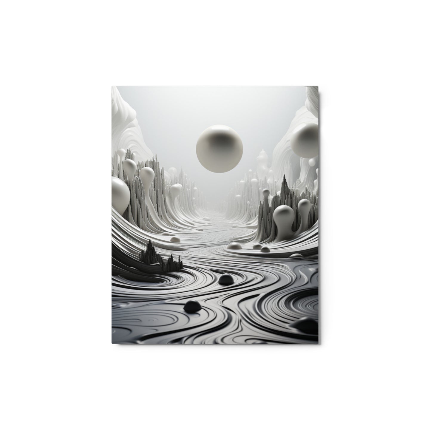 Abstract Monotone: White Horizon Metal Print