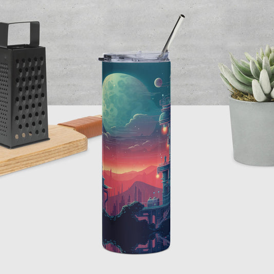 Galactic Pixel Voyage Stainless steel tumbler